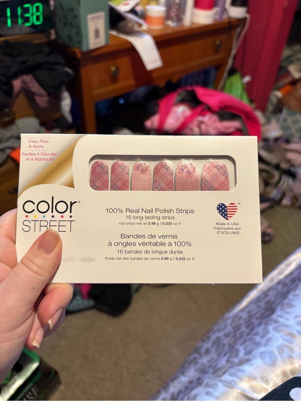 Color Street Pink Glitter Plaid Nail Polish Strips
